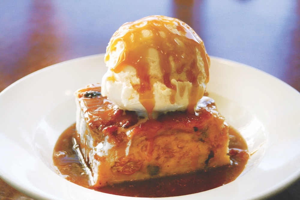 New Orleans Bread Pudding With Vanilla Ice Cream and Drizzled Caramel From 723 Whiskey Bravo