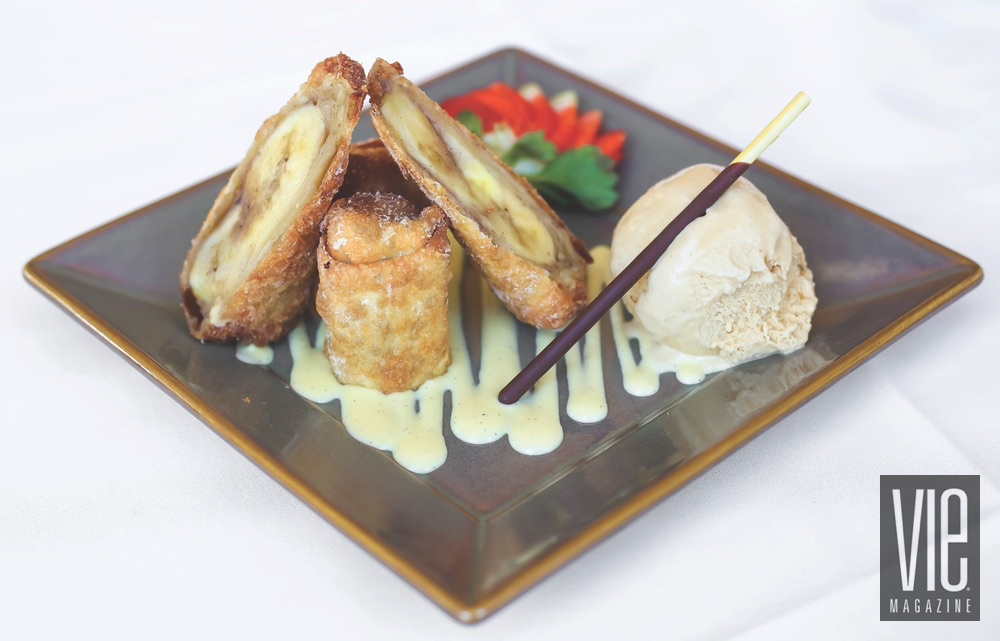 Spiced Banana Spring Rolls With A Side Of Vanilla Ice Cream By Basmati's