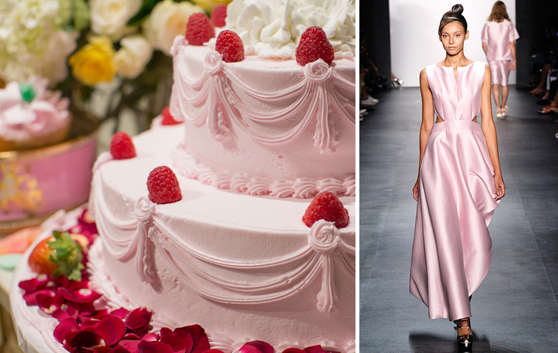 new york fashion week spring/summer 2016 pink dress and cake