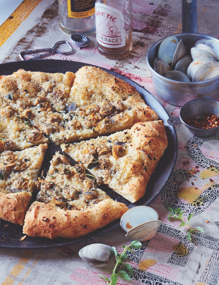 Perfectly Oven Baked White Clam Pie Pizza on Naples-Style Pizza Dough