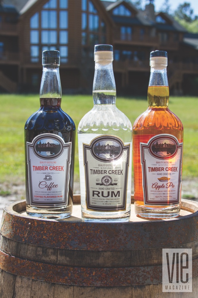 Timber Creek Distillery, Coffee Flavored Rum, Original Rum, and Apple Pie Flavored Rum.