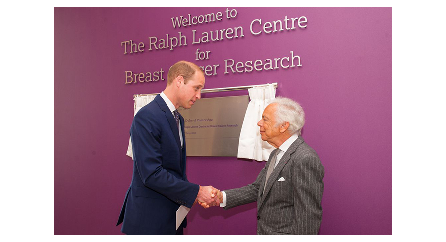 Prince William and American Fashion Designer Ralph Lauren Shake At Opening Of Ralph Lauren Cancer Center