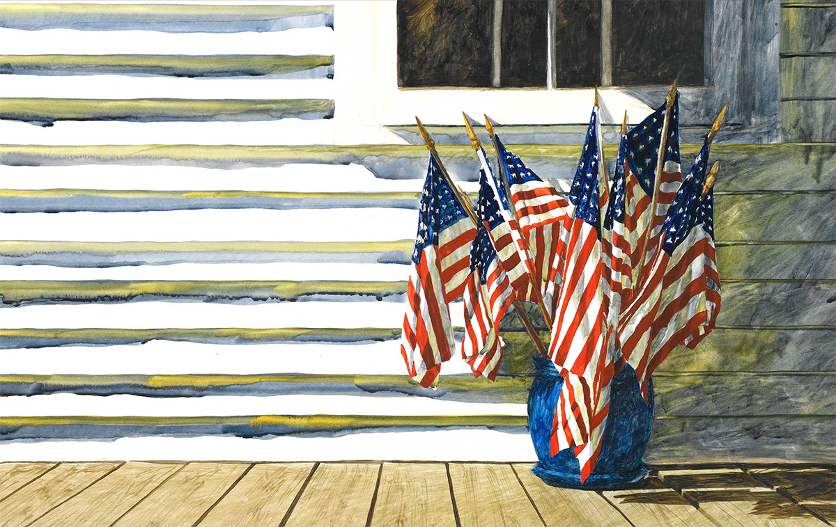 An American Masterpiece Painting by Barbara Ernst Prey Featuring American Flags