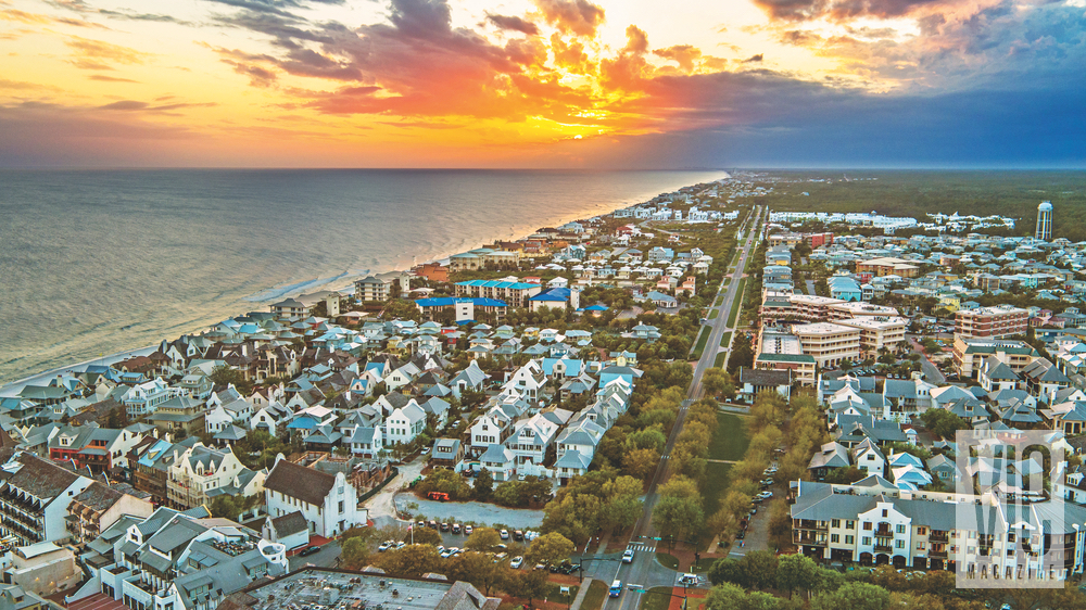 30-A’s east end, the towns of Rosemary Beach, Seacrest Beach, and Alys Beach meld to create a sea of rooftops stretching to the horizon Florida
