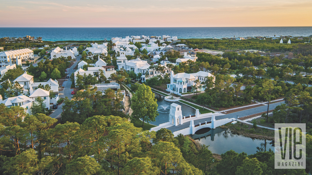 Designed by Khoury & Vogt Architects, Alys Beach’s white walls, courtyards, and pavilions combine Bermudan influences with planned New Urbanism to create a community like no other. Florida