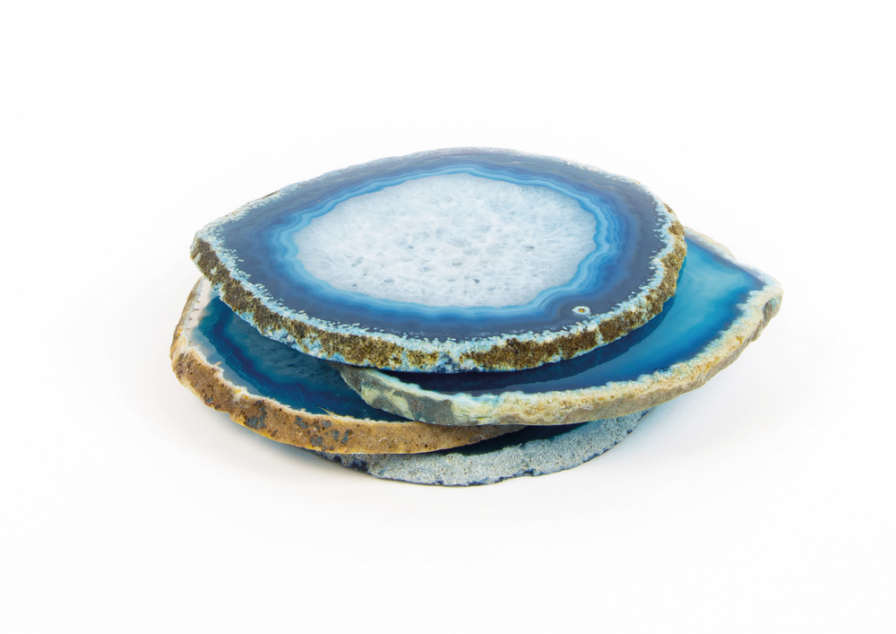 C'est La VIE Curated Collection Modern Minimalist Blue Agate Coasters Earthbound Trading