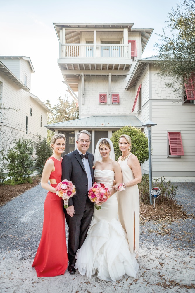 Bride and her family in Rosemary Beach Florida