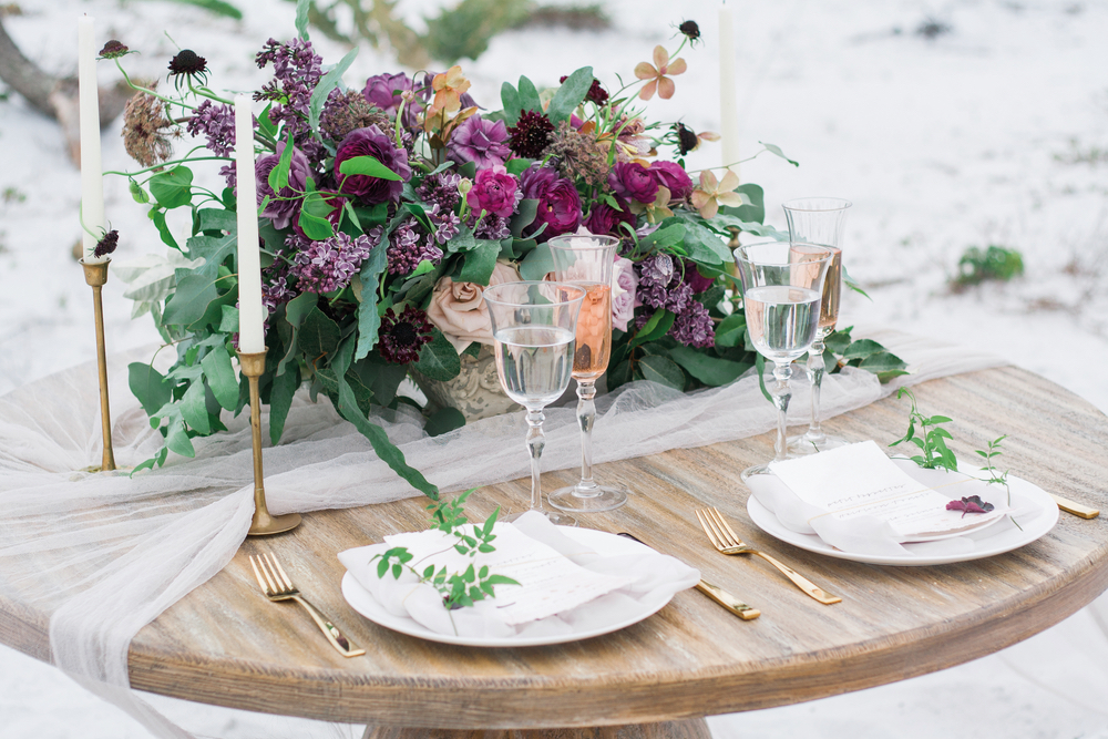 Pure7 Studios Styled Wedding Shoot table decor dinner beach