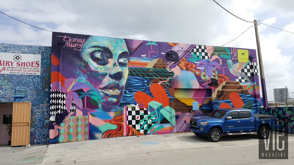 Mural painting on side of wall Wynwood Walls Miami Florida grafitti street art abstract