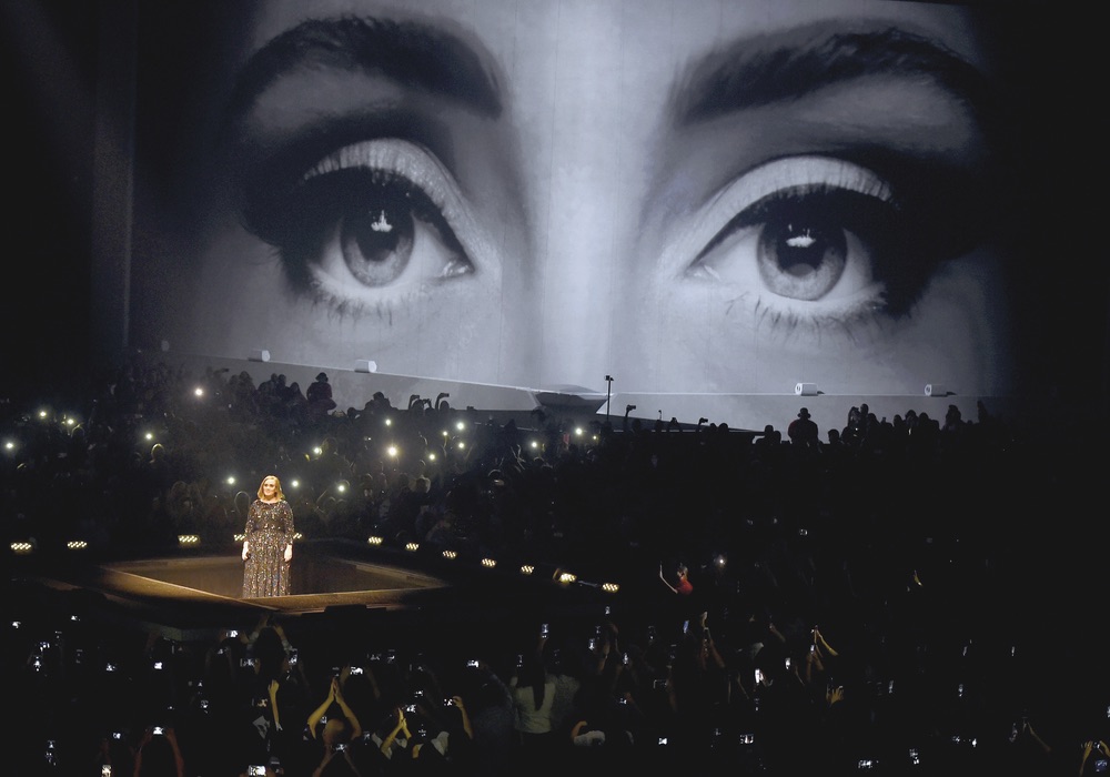 Celebrity singer Adele performing at the Staples Center in Los Angeles soulful songstress