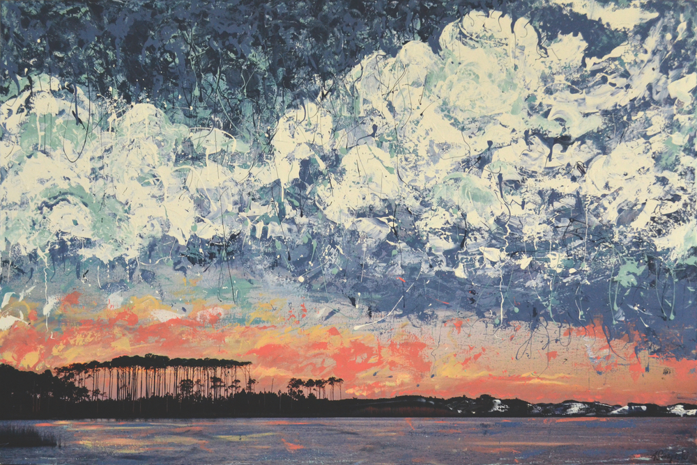 Andy Saczynski collaborative painting with Ryan Manthey photography Summertime Thunderstorm Western Lake Florida