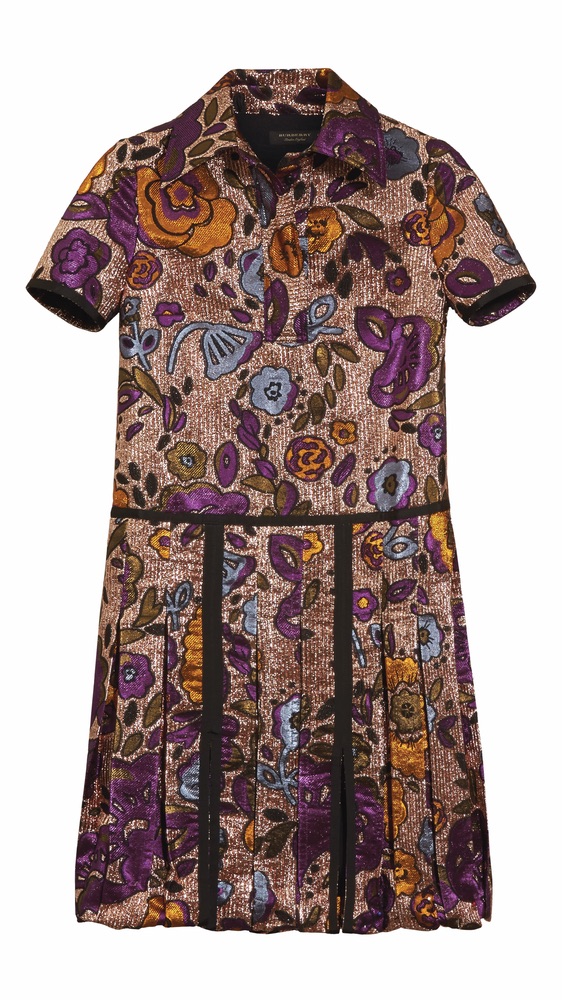C'est La VIE Curated Collection Enchanted Garden Party Burberry Lamé and Floral Jacquard Shirt Dress