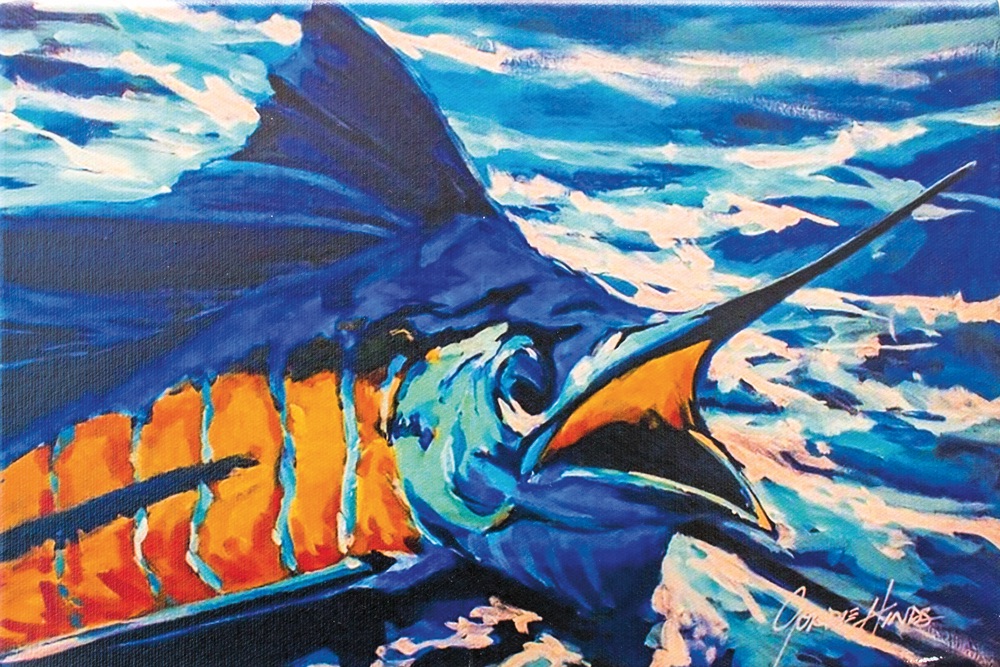 Sailfish by Gordie Hinds beach artist paint colorful fish art
