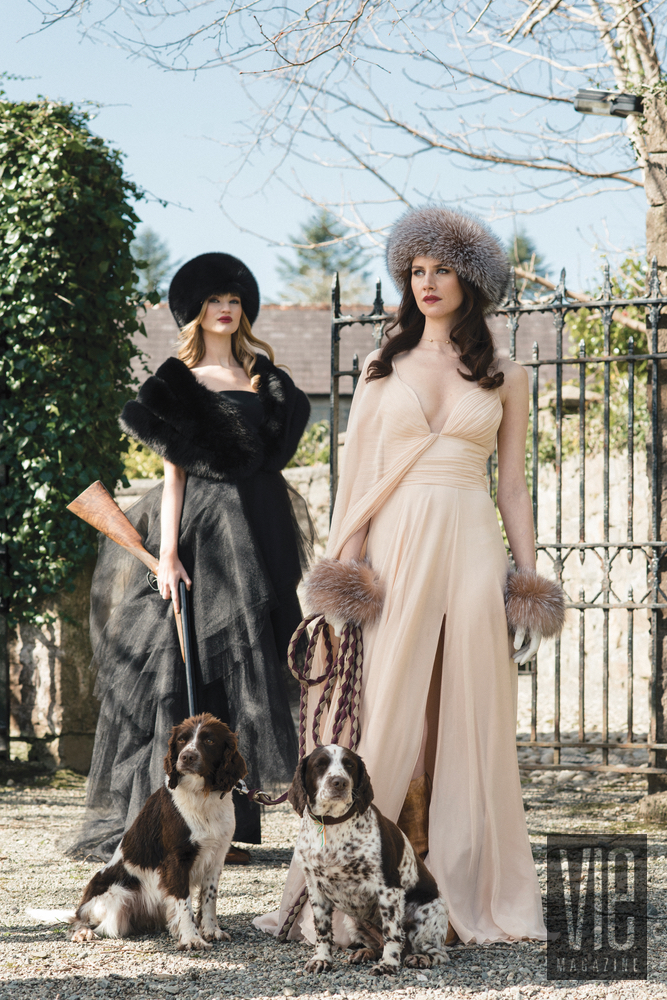 Beautiful Irish models Clara McSweeney and Faye Dinsmore in Christian Siriano Gowns