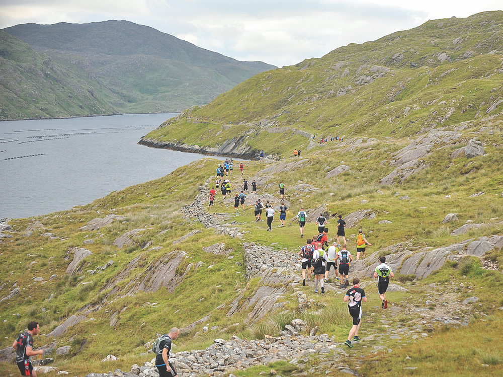 Hiking trails through hills and mountains in Western Ireland