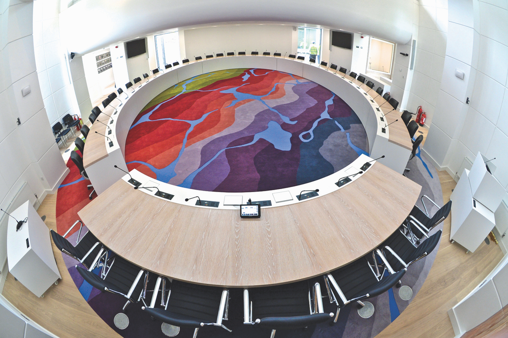 Seamless round carpet for the Galway County Council chamber Connemara Life 2016