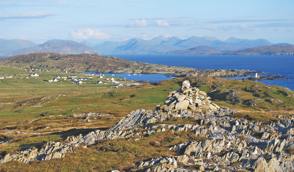 A glorious panoramic tapestry seen from atop Cnóc Mór in Inishbofin Ireland