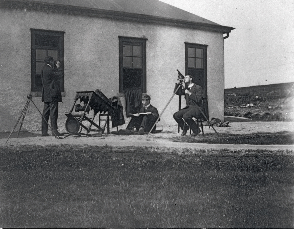 Engineers observe a total solar eclipse on 17 April 1912 from the Clifden Marconi Station.