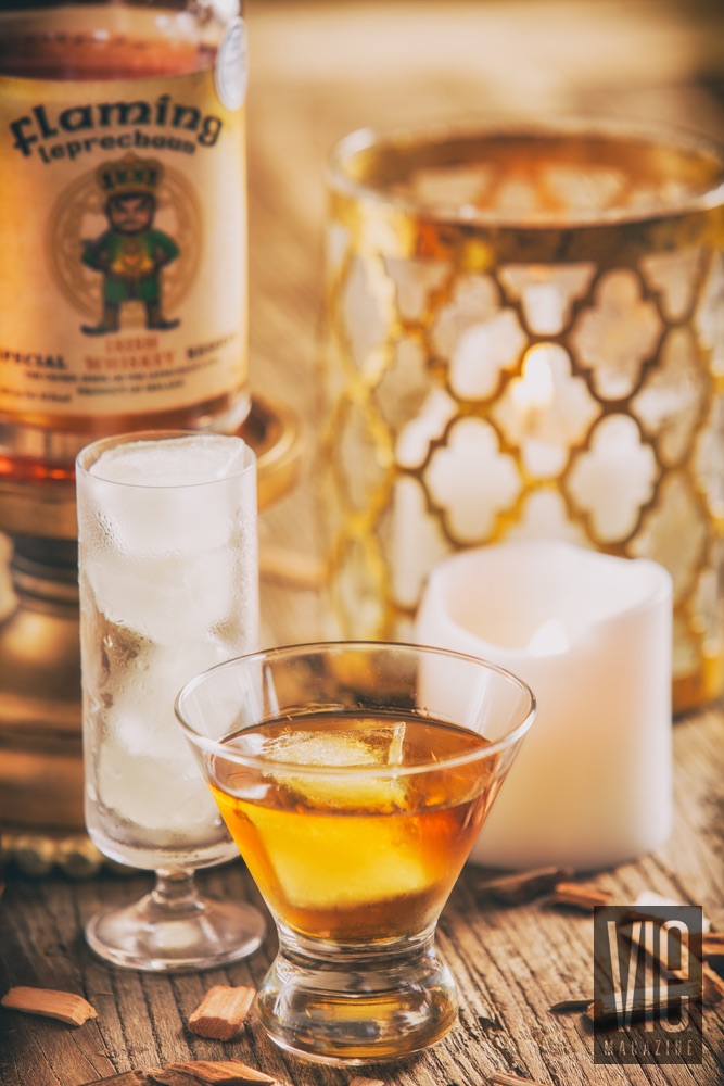 Detailed shot of Flaming Leprechaun whiskey The Sophisticate Issue 2016