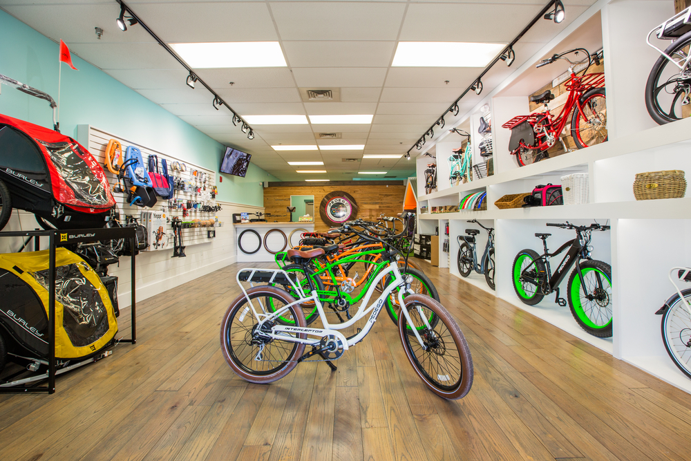 Interior shot of the Pedego Electric Bike shop on 30A