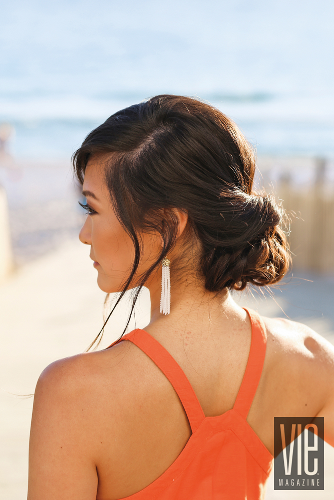 Side view hair tutorial at the beach VIE Health and Beauty Resort hair