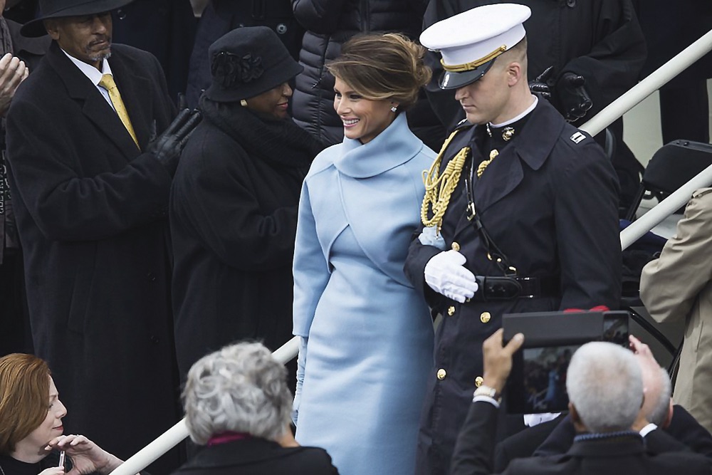 First Lady Melania Trump at the fifty-eighth Presidential Inauguration looking elegant dignified and classic