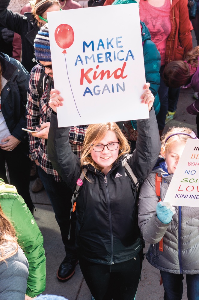 Make America Kind again sign held up at the Women's March on January 21, 2017