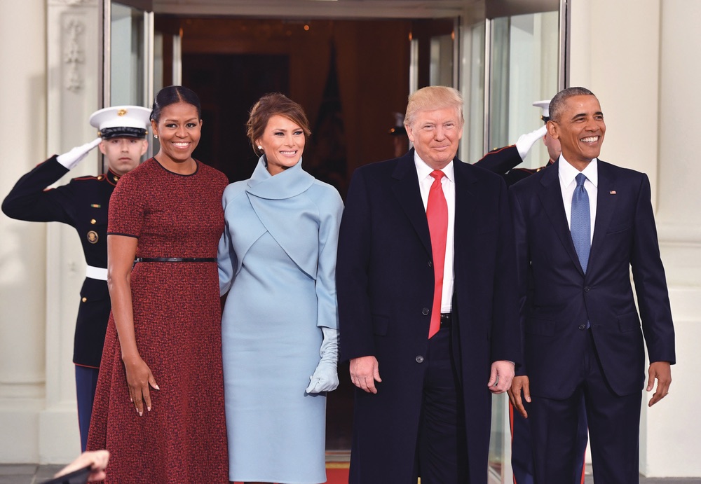 President Barack Obama and Michelle Obama pose with President-elect Donald Trump and wife Melania