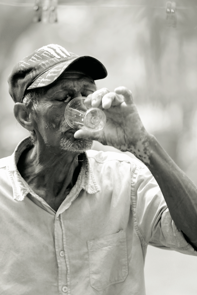 Man takes sip of clean water Filter of Hope Mission Trip Nicaragua 2017