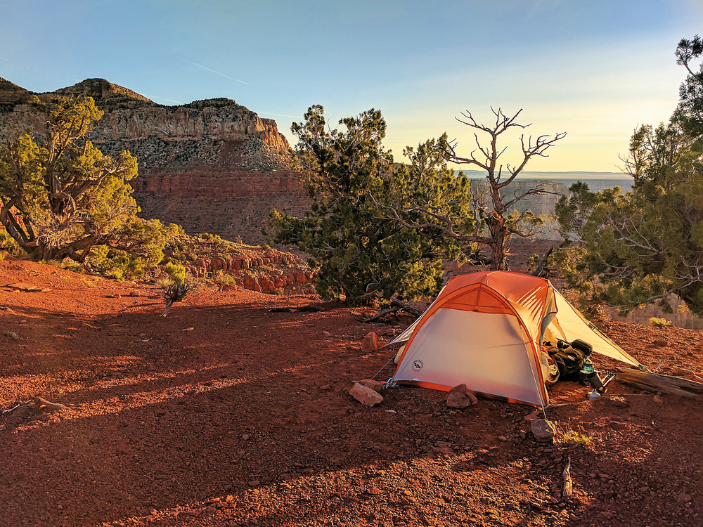 Evening camp on the Tilted Mesa along the Nankoweap Trail Grand Canyon VIE Adventurer Issue 2017