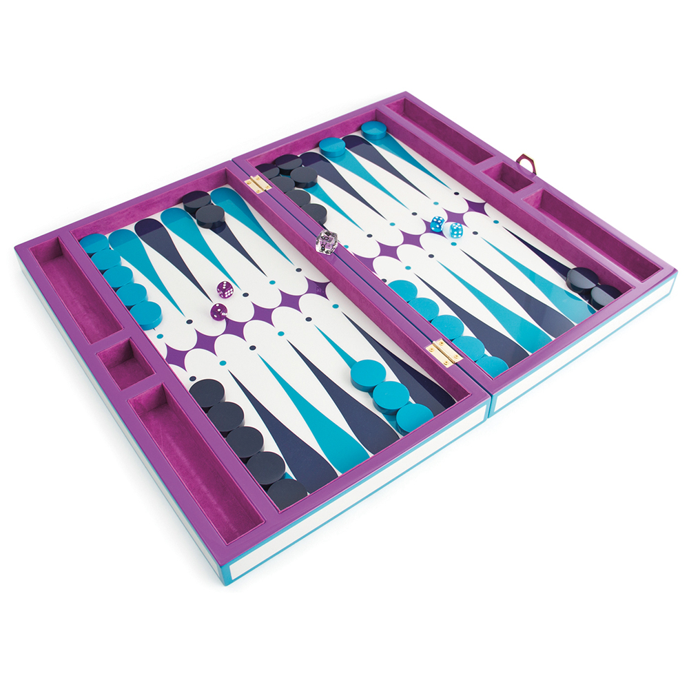 Lacquer Backgammon Set in Purple, cest la vie, curated collection, crowning jewels