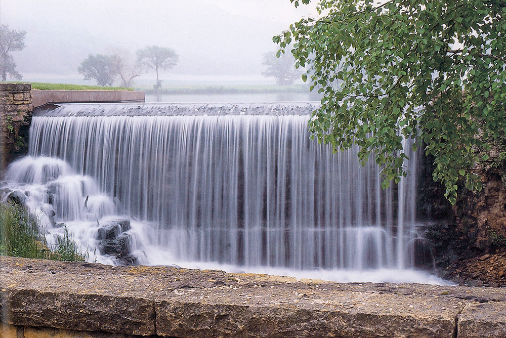 The dam at Taliesin in Spring Green Wisconsin the waterfall pumps water to the house