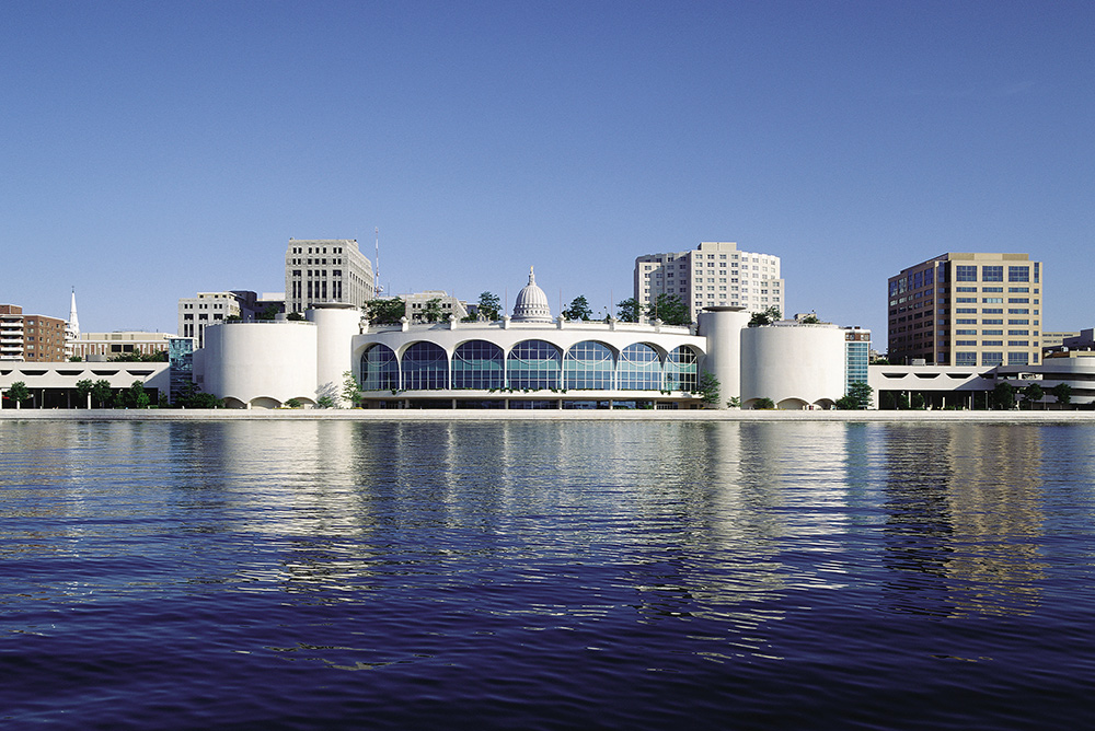 Gorgeous view of Monona Terrace on the water Frank Lloyd Wright architecture