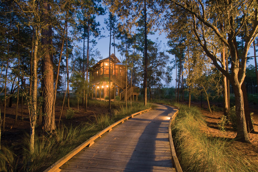 The Treehouse Spa offers massages, soaks, and other services in this whimsical reclaimed-wood retreat among the surrounding tidal marshes. Photos courtesy of Hampton Island Preserve