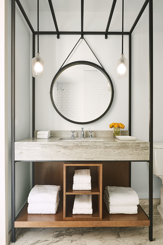 Guest bathroom at the Kimpton Aertson Hotel in Nashville Tennesee modern structure home and decor issue
