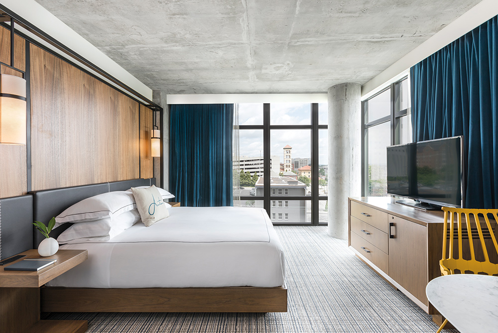 Guest bedroom in the Kimpton Aertson Hotel Nashville Tennessee Home and Decor 2017 VIE magazine