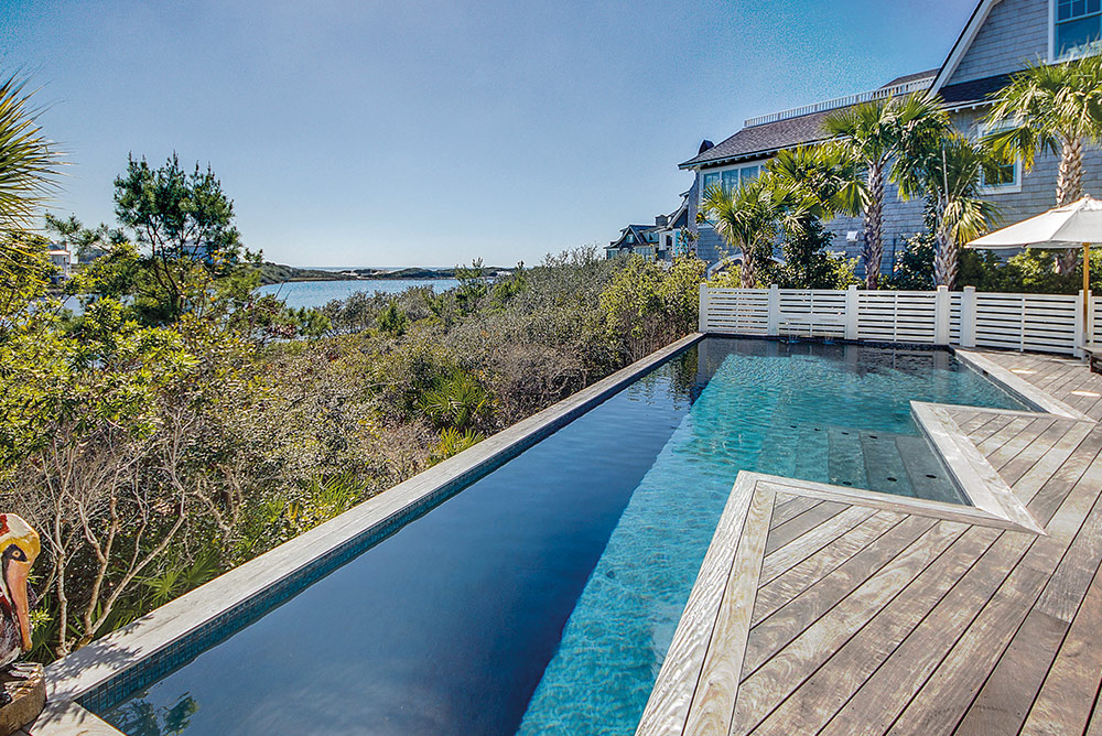 Gorgeous pool with a beach backdrop Linda Miller Luxury real estate smile of 30a