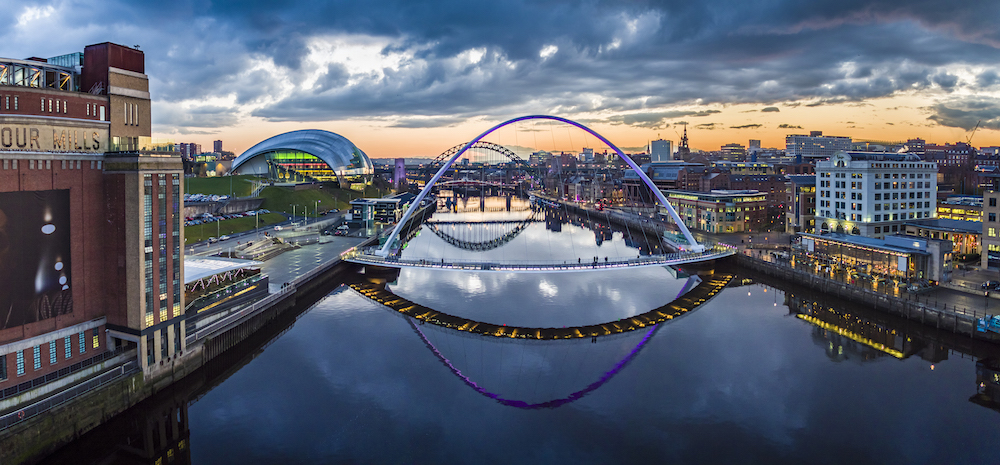 Gateshead Millenium Bridge at Newcastle and Gateshead England