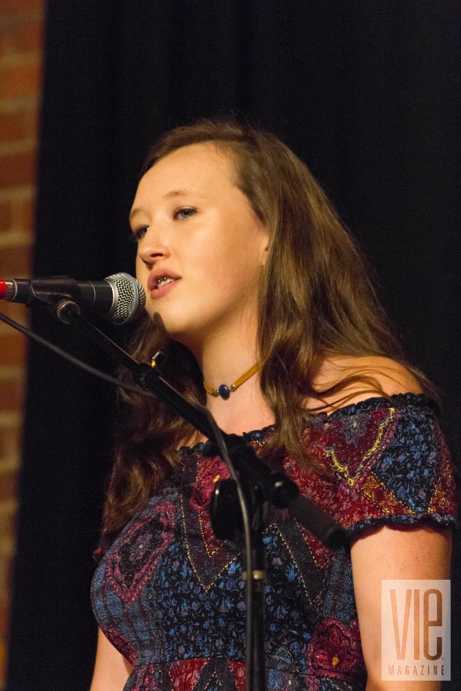 Emma Crowley performing at VIE Magazine's "Stories with Heart and Soul" tour at the Listening Room Cafe in Nashville, Tennessee