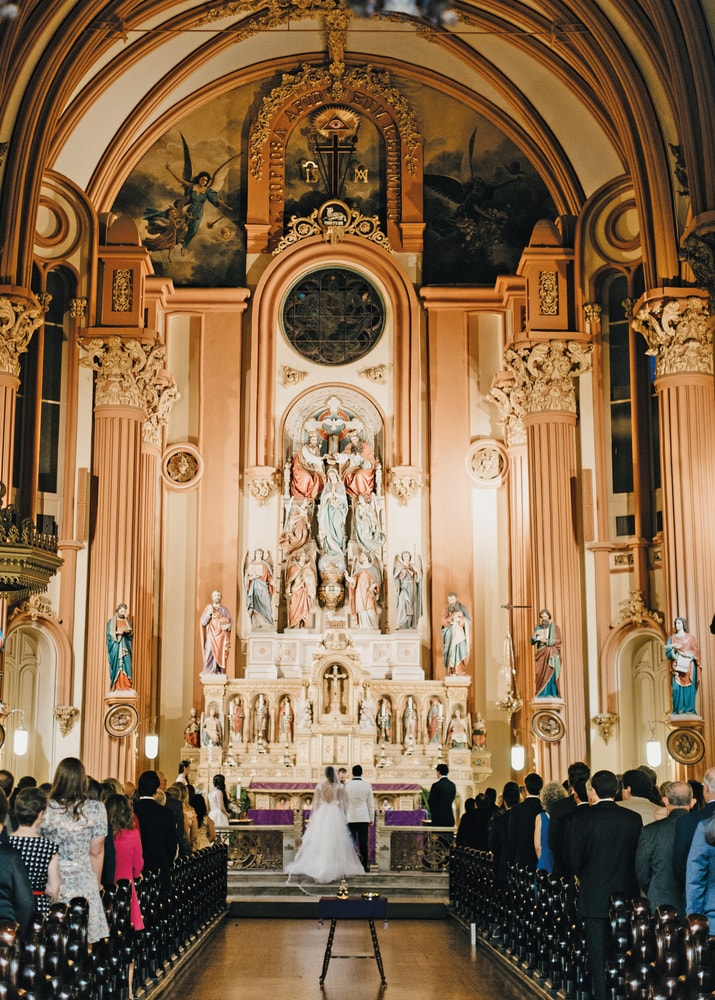 Interior shot at St. Mary's Assumption Church Sarah Elizabeth and Phillip Petitto Italian Wedding in New Orleans