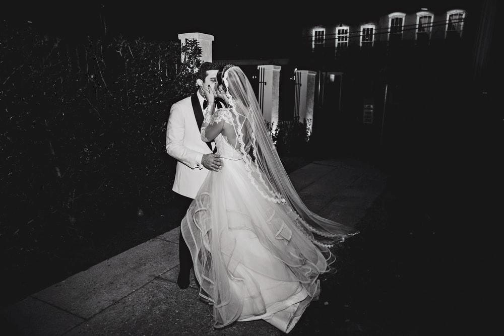 Intimate shot of the bride and groom, Sarah Elizabeth and Phillip Petitto at their big New Orleans wedding