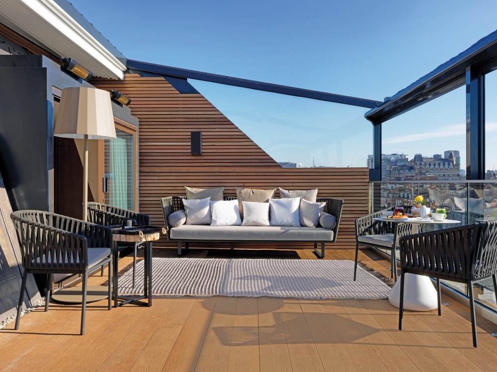 Incredible rooftop terrace in the Marylebone Suite with a sweeping city view Villages of London 2017