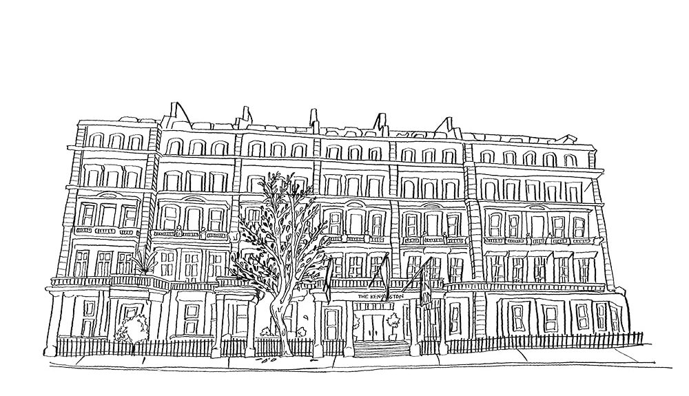 Ink drawing of the Kensington Hotel in London Sophisticate 2017