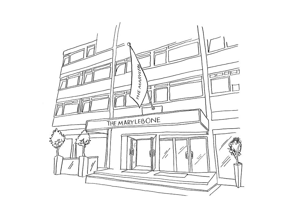 Illustration by Lucy Young of the Marylebone Hotel in London Villages of London 2017