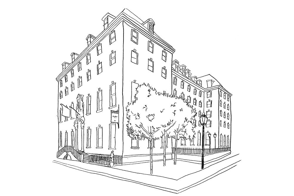 Illustration by Lucy Young of the Bloomsbury Hotel Villages of London 2017