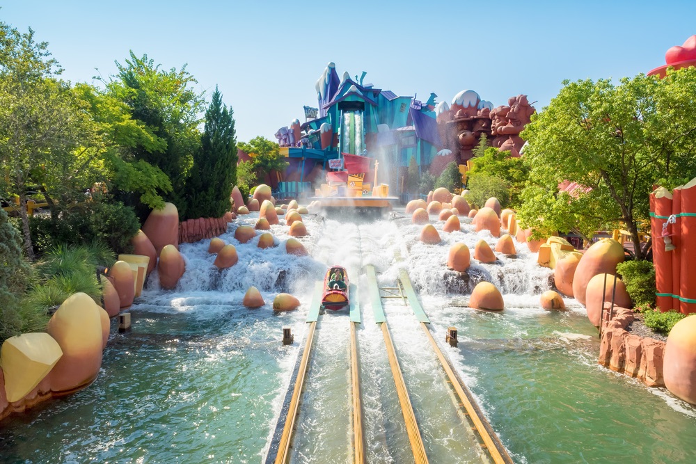 The Dudley Do-Right Ripsaw Falls ride at Universal Studios Islands of Adventure theme park in Orlando, Florida