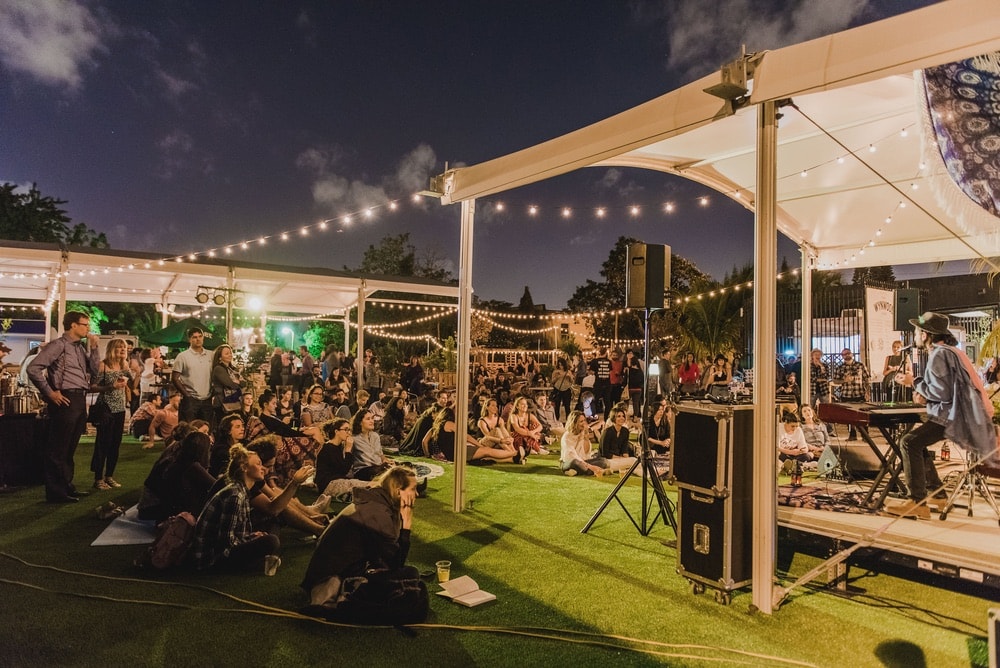 Live music events held at The Wynwood Yard bring in vibrant crowds. Photo courtesy of The Wynwood Yard