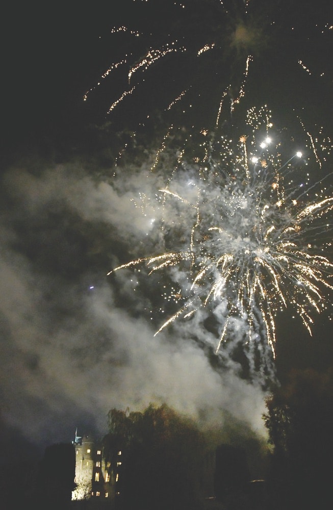 Fireworks display to celebrate the grand opening of Baronial Hall