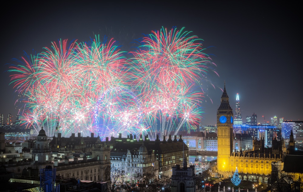 London New year fireworks celebrations