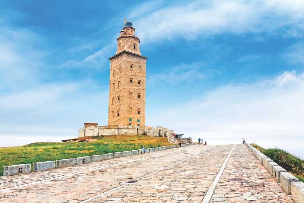 The Tower of Hercules lighthouse at La Coruña is one of many sites to see in Galicia. It is thought to be modeled after the Lighthouse of Alexandria.